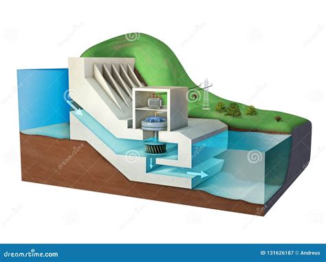 Hydroelectric Power Plant Diagram. Stock Illustration - Illustration of ...