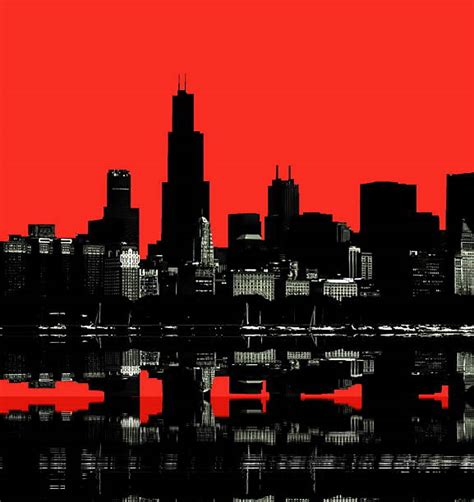 Chicago Night Skyline Silhouette Illustrations, Royalty-Free Vector ...