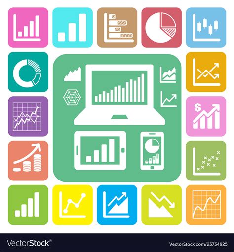 Business graph icon set Royalty Free Vector Image