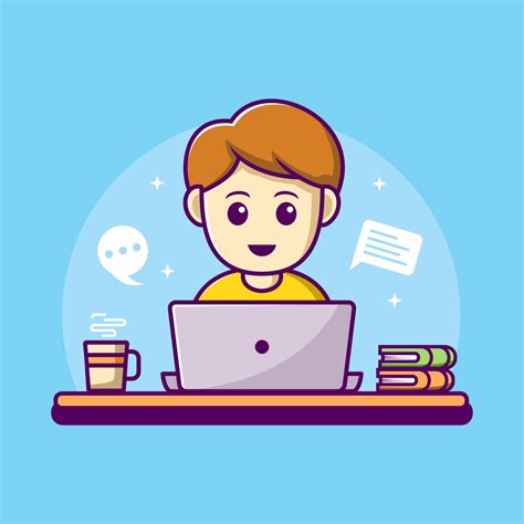 Man working on laptop illustration. work from home cartoon character 5211424 Vector Art at Vecteezy