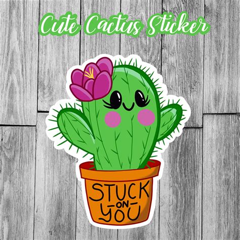 Cute Cactus Sticker Cactus Vinyl Sticker Laptop Sticker | Etsy