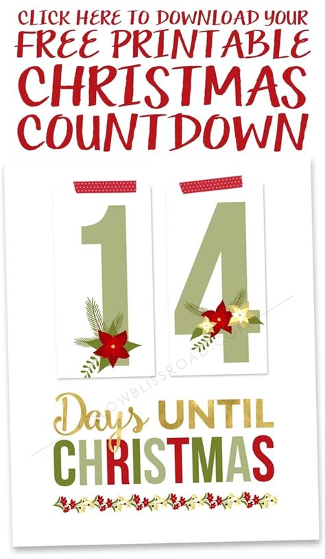 Free Printable Christmas Countdown - Yellow Bliss Road