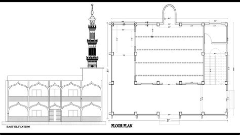 Mosque floor plan| Elevation and section| Autocad Tutorials for beginner... | Autocad tutorial ...