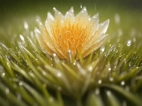 Premium AI Image | Macro photography of a flower in rain