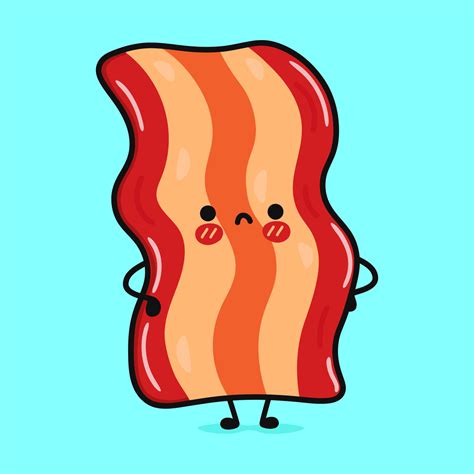 Cute angry bacon character. Vector hand drawn cartoon kawaii character illustration icon ...