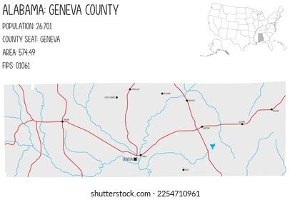 Large Detailed Map Geneva County Alabama Stock Vector (Royalty Free ...