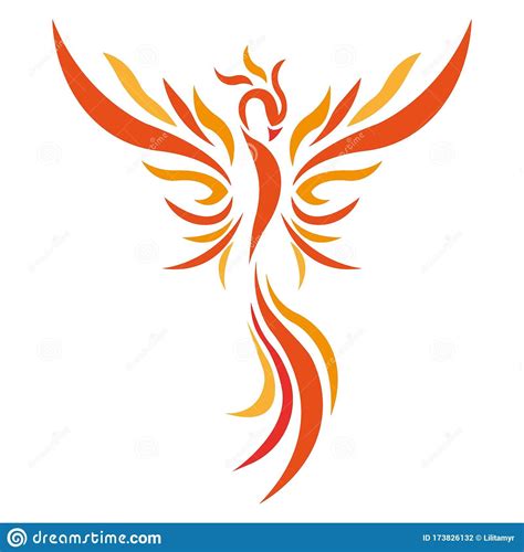 Firebird Colorful Silhouette Drawn By Different Lines In A Flat Style. Color Tattoo, Phoenix ...