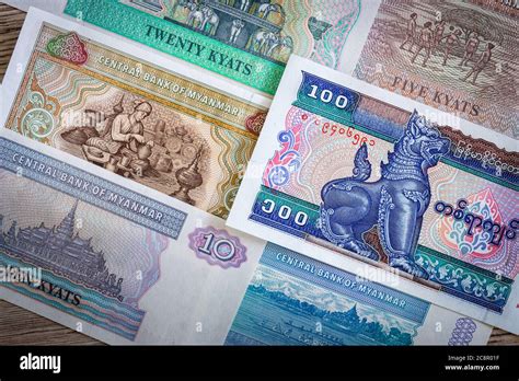 Money from Myanmar, Kyat, Banknotes of various denominations Stock Photo - Alamy