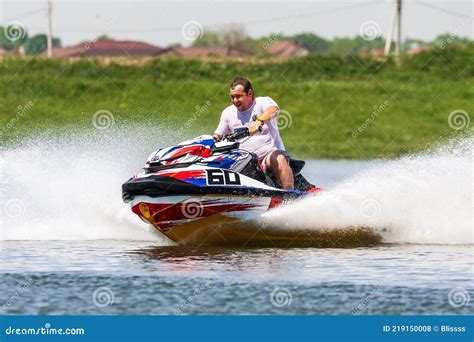 BRP Sea-Doo Jet Ski Watercraft Driver Drives Water Bike at High Speed ...