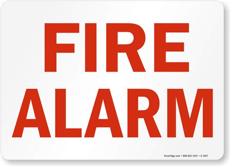 Fire Alarm Sign | Red On White, SKU: S-1567 - MySafetySign.com