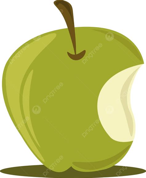 Green Apple With Bite Mark Vector Illustration On White Background Vector, Diet, Healthy, Fresh ...