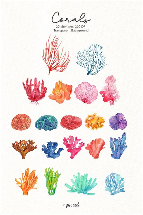 Watercolor Coral Reef Clipart Under the Sea Clipart, Coral Reef Clipart ...