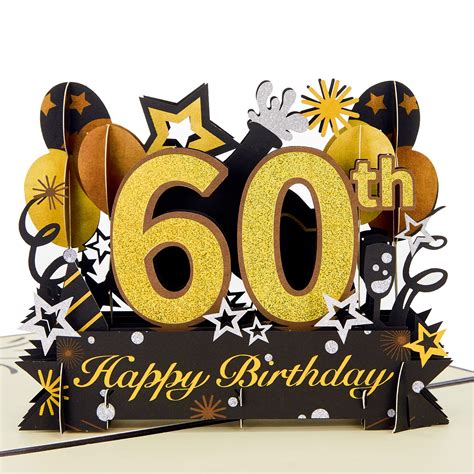 Buy HOMANGA Happy 60th Birthday Pop Up Card, 60th Birthday Card with ...