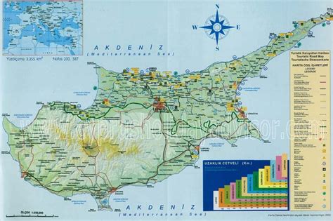 Road map of North Cyprus | North cyprus, Tourist map, Map