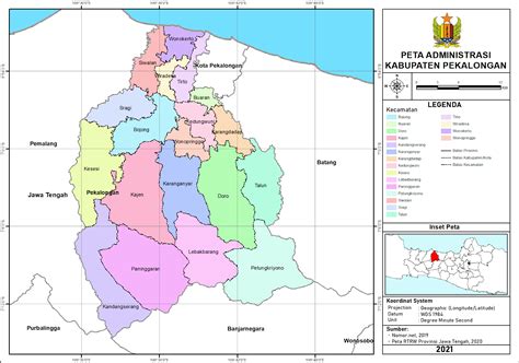 Peta Administrasi Kabupaten Pekalongan, Provinsi Jawa Tengah ~ NeededThing