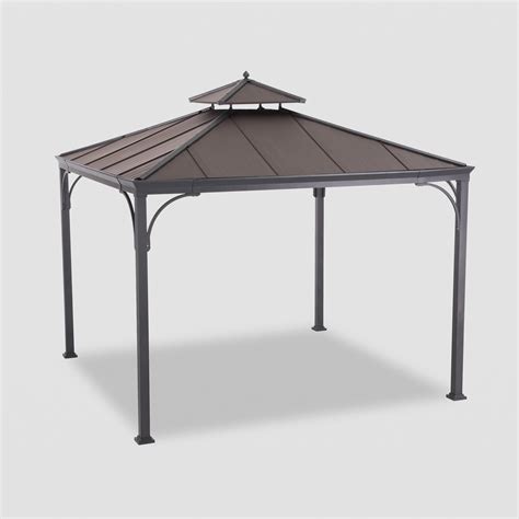 Sunjoy Harper Steel Hardtop Gazebo, 10' x 10' Outdoor Sun Shade Patio Shelter, Copper Finish ...