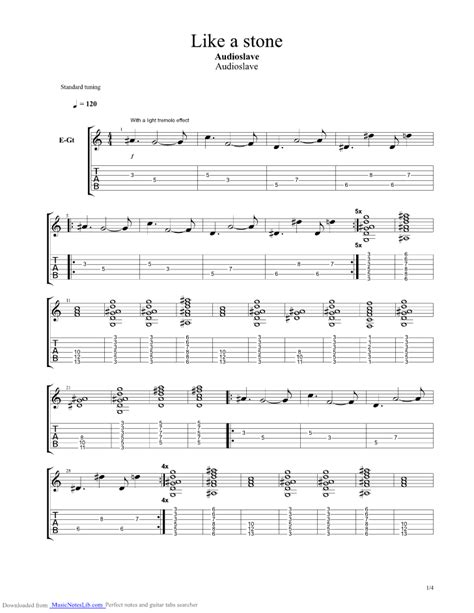 Like a stone guitar pro tab by Audioslave @ musicnoteslib.com