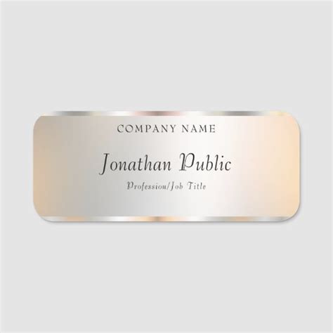 Trendy Silver Template Elegant Modern Professional Name Tag | Zazzle.com