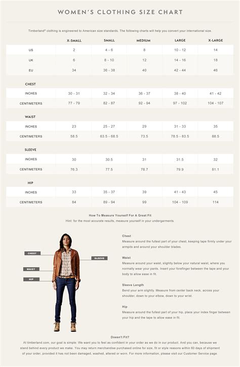 Women's Clothing Size Chart – Timberland