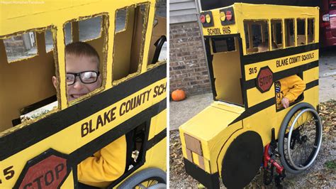 5-year-old with spina bifida gets custom school bus driver Halloween ...