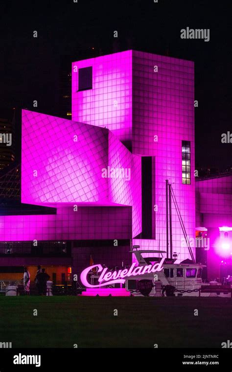 Cleveland Ohio Skyline in Pink for Machine Gun Kelly Concert Stock ...