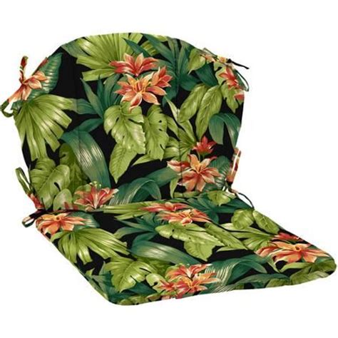 Better Homes and Gardens Wrought Iron Barrel Chair Outdoor Cushion, Black Tropical Hibiscus ...