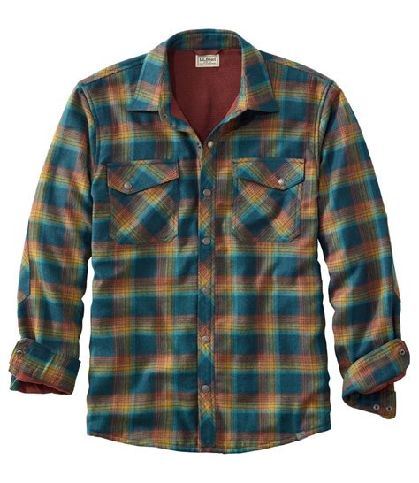 LL Bean Mens Heavyweight Plaid Flannel Button Down Size M Outdoor Hiking Shacket - www.h2scan.com