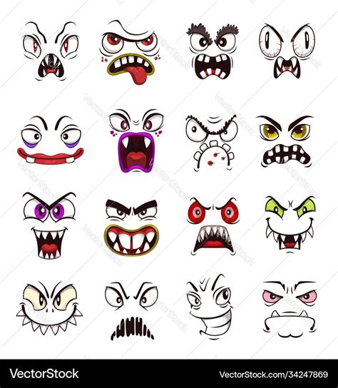 Monster Face Emoji Cartoon Scary Emoticons Vector Image | The Best Porn ...