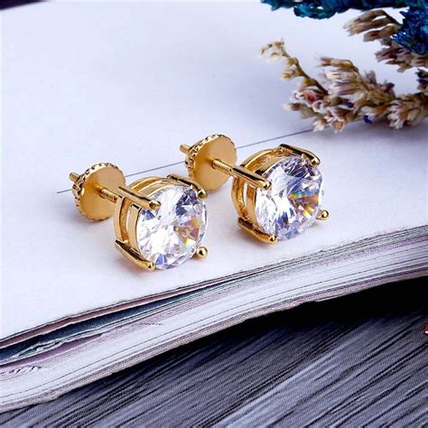 2021 8mm Hip Hop CZ Earrings For Men Women Luxury Screw Back Earings Ring Full Dimaond Hip Hop ...