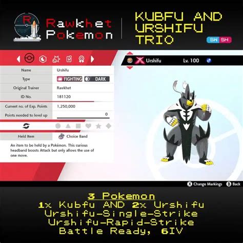 Buy Kubfu and BOTH Urshifu Forms! Isle of Armor! - Rawkhet Pokemon