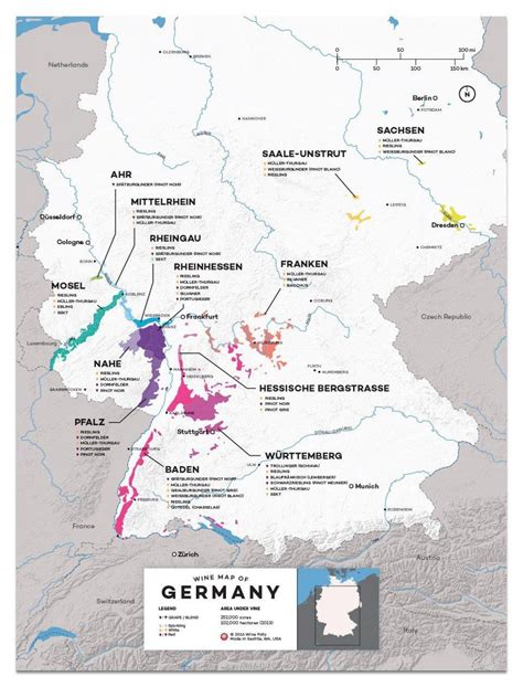 Germany wine map - Map of Germany wine (Western Europe - Europe)