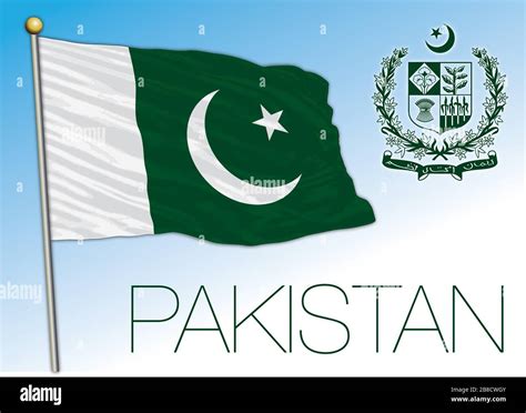 Pakistan official national flag and coat of arms. asiatic country, vector illustration Stock ...