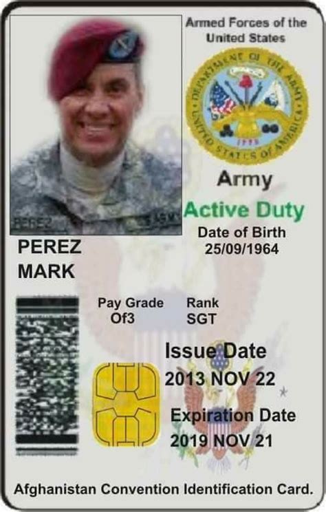 Us Military Id Card Sample