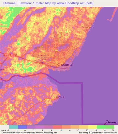 Elevation of Chetumal,Mexico Elevation Map, Topography, Contour