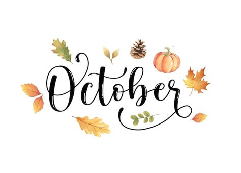 Premium Vector | Hand drawn October Autumn month lettering for cover ...