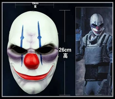 New Payday 2 Heist Joker Chains Resin Mask Chainsaw Clown Scary Airsoft Masks Cosplay Halloween ...