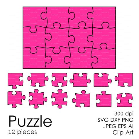 Puzzle 12 pieces svg dxf eps ai png Vector Digital Die