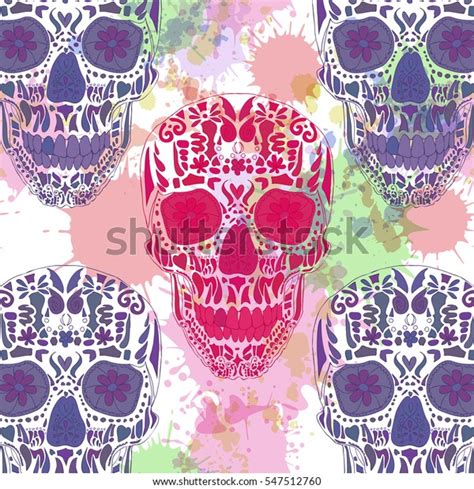 Day Dead Skull Vector Pattern On Stock Vector (Royalty Free) 547512760 ...