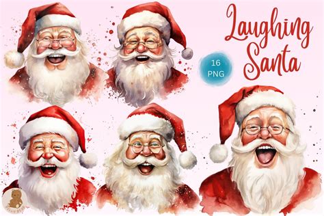 Watercolor Laughing Santa Clipart Graphic by bellybear2023 · Creative Fabrica