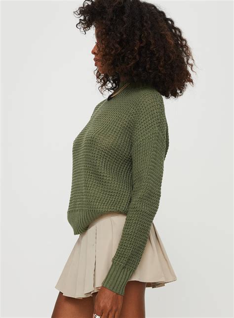 Wholesome Waffle Knit Sweater Green