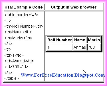 HTML Table Tag Basics ~ Perfect Computer Notes