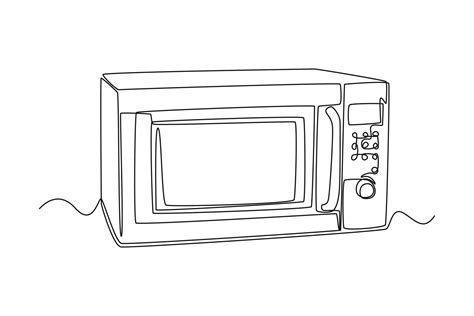 Continuous one line drawing microwave. Home appliances concept. Single ...