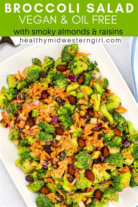 Vegan Broccoli Salad with Smoky Almonds & Raisins | Rezept | Brokkoli ...