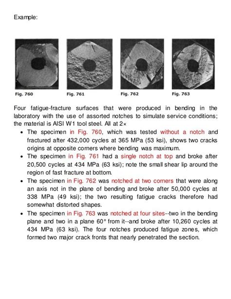 Example: Four fatigue-fracture surfaces that were produced in bending in the laboratory with the ...