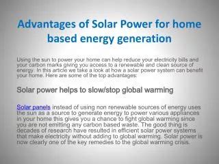 PPT - Solar Power Setup for Home PowerPoint Presentation, free download ...