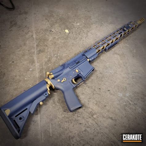 AR-15 Cerakoted using Gold and Blue Titanium | Cerakote