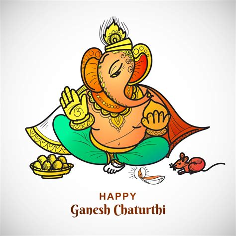 Line Drawing Lord Ganesha Ganesh Chaturthi Indian Festival Card 1251854 ...