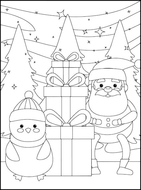 Dibujos de navidad para colorear para niños | Vector Premium