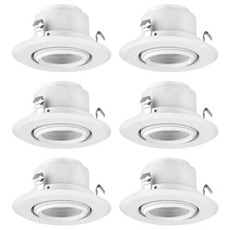 6 Pack Sunlite Dimmable LED 4-In Round Retrofit Gimbal Recessed Downlight, Can Lighting ...