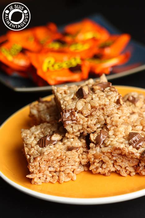 Reese's Peanut Butter Rice Krispies Squares - The Viet Vegan